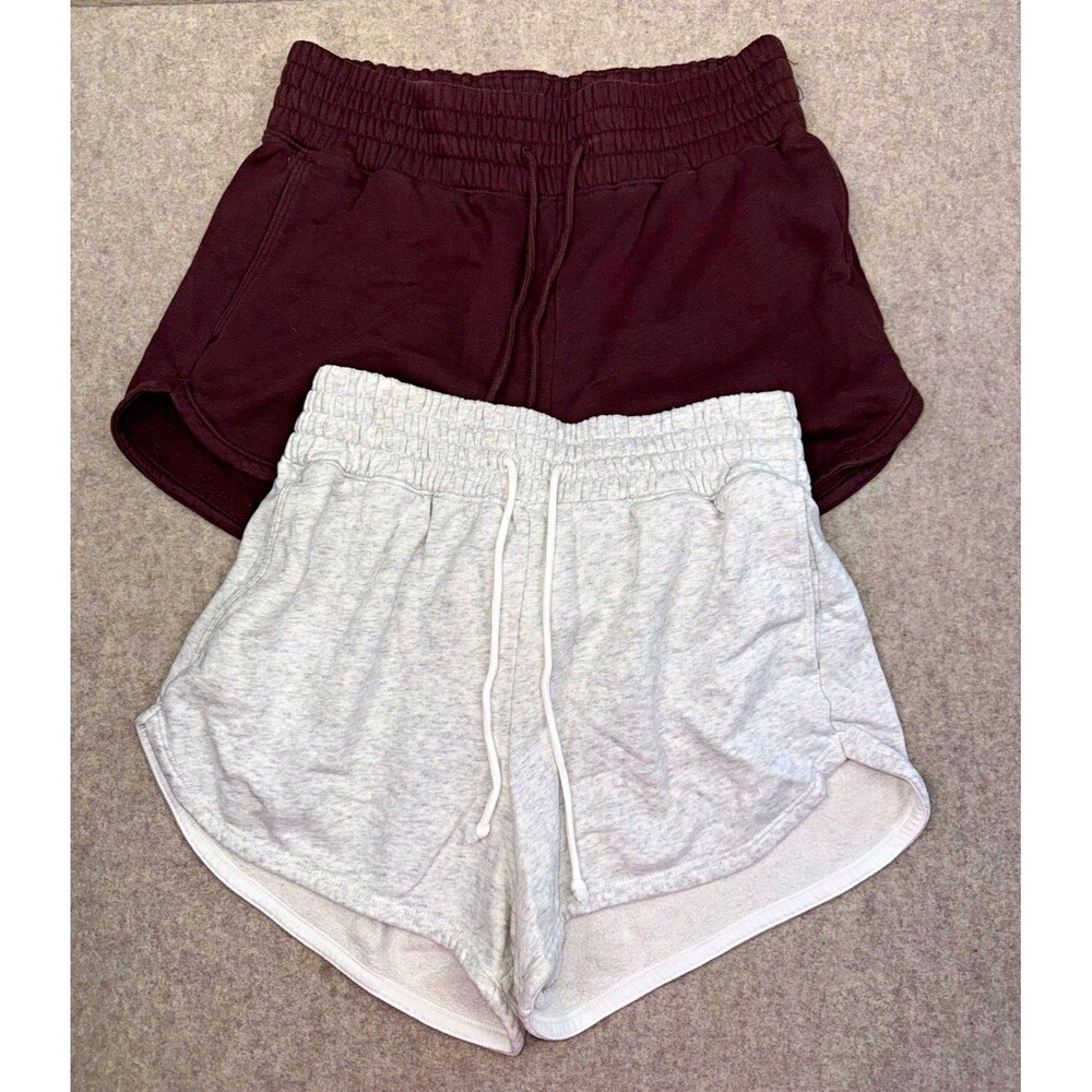Abercrombie & Fitch Soft A&F Lot of 2 Gray Brown Knit Athletic Sweat Shorts M